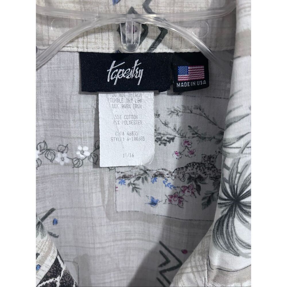Tapestry VTG Safari Animal Print Women’s Short Sleeve Button Down Top Size 14/16 - Picture 6 of 11